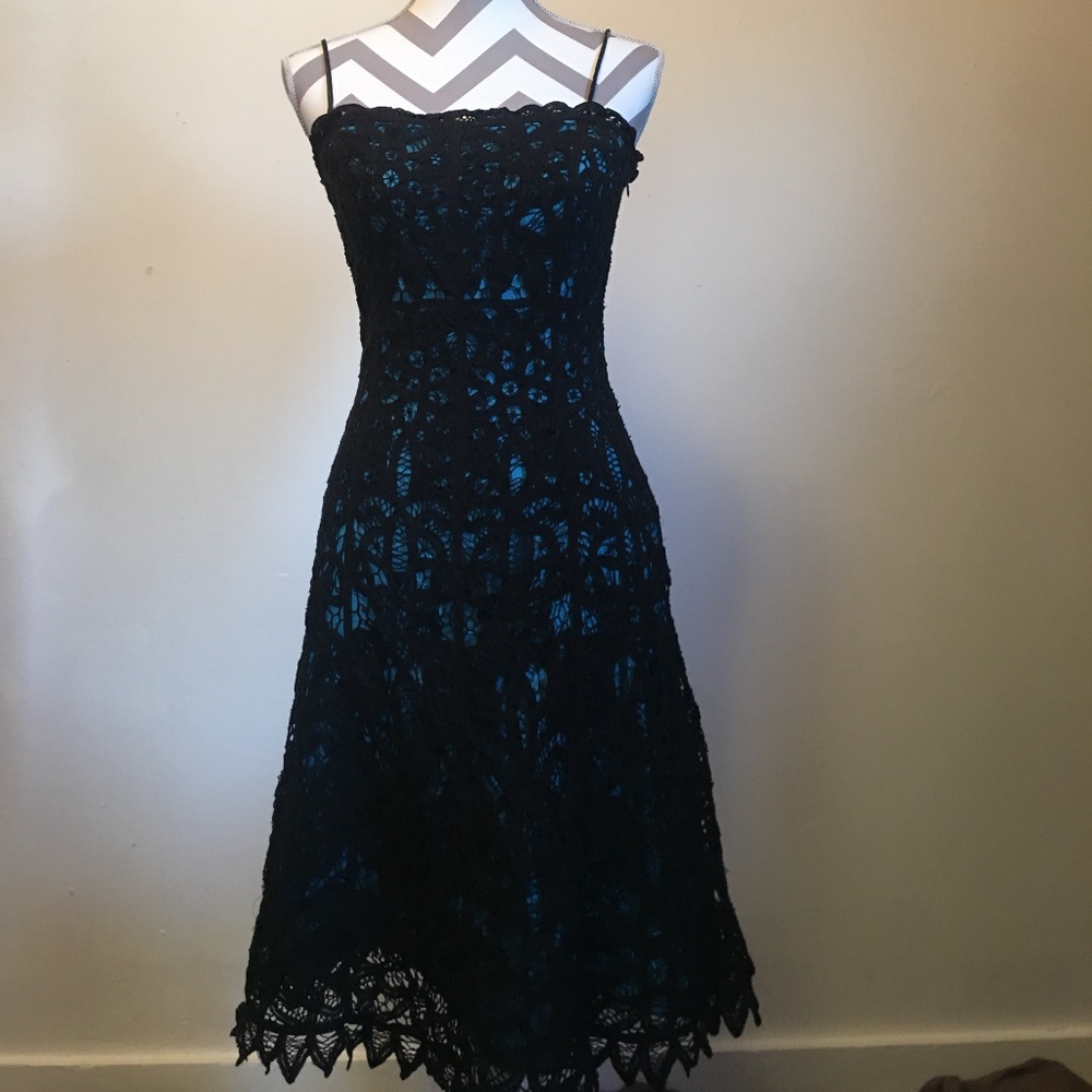 Betsey Johnson Black lace and Teal dress